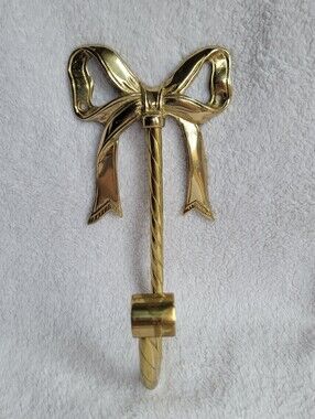 Vintage Gold Ribbon Bow Wall Hook Brass Metal Decorative Towel Coat Hook